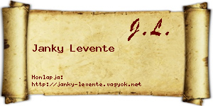 Janky Levente névjegykártya